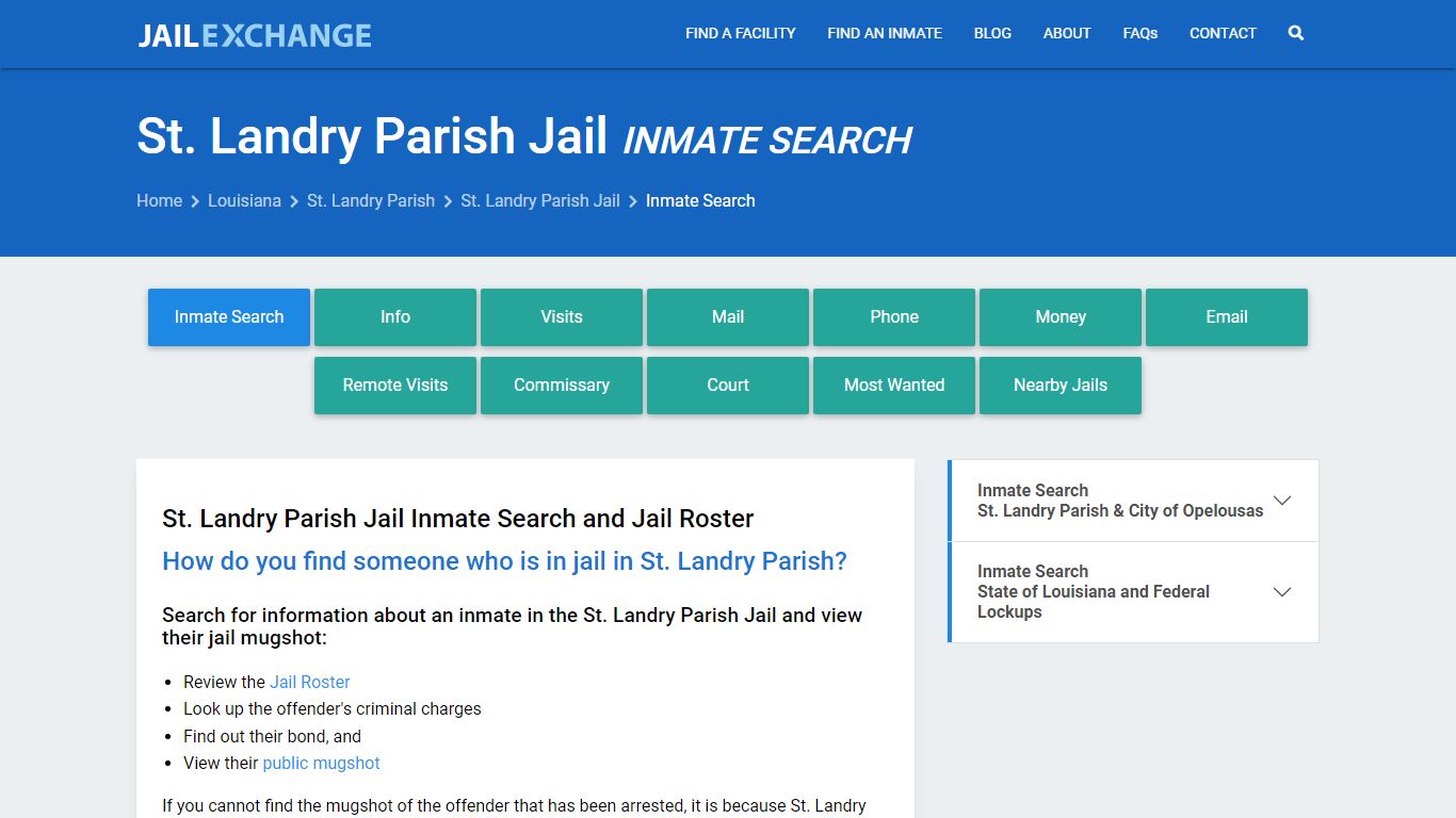 Inmate Search: Roster & Mugshots - St. Landry Parish Jail, LA